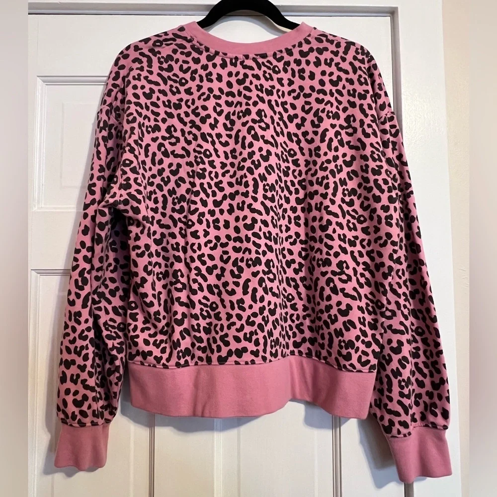 #168 RAILS PINK ANIMAL PRINT CREWNECK SWEATSHIRT SIZE LARGE